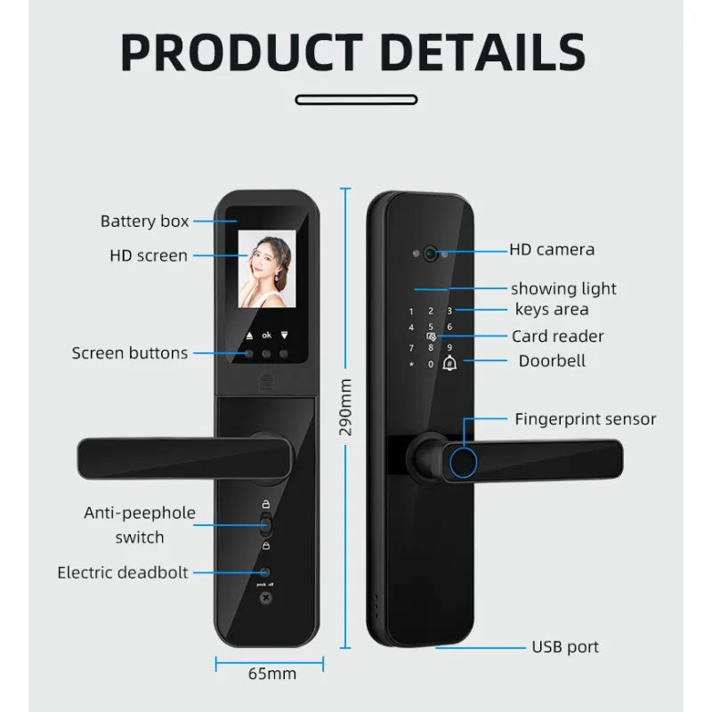 Smart Fingerprint Password Timber Door Lock