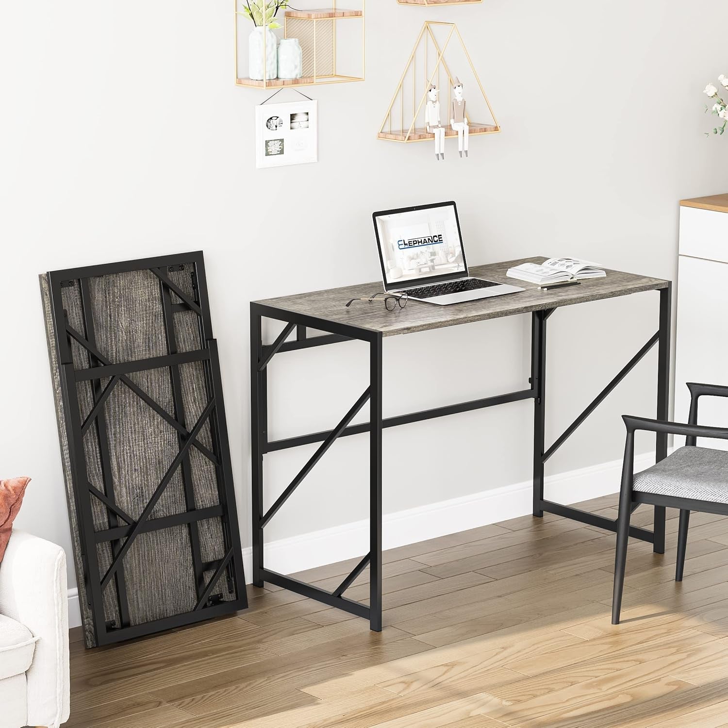 Folding Desk Compact No Assembly For Small Home Office