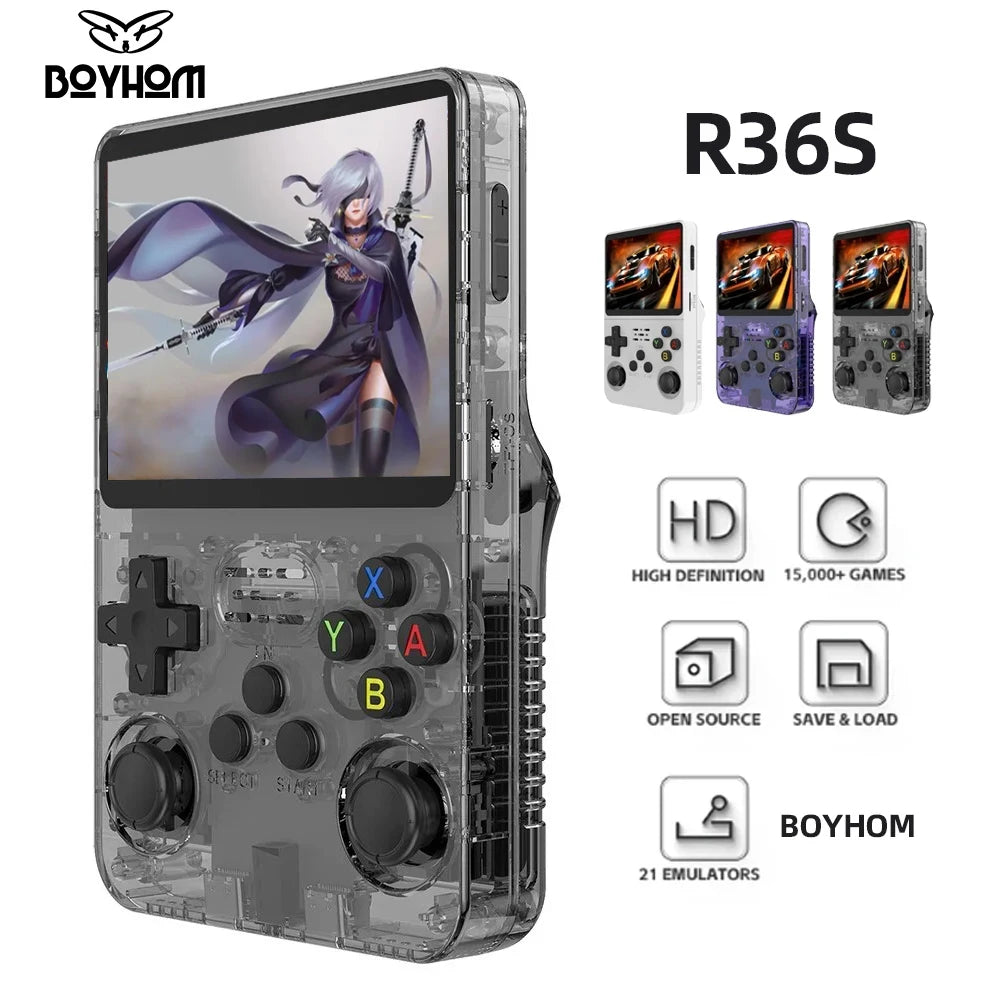 BOYHOM R36S Retro Handheld Video Game Console Linux System 3.5 Inch