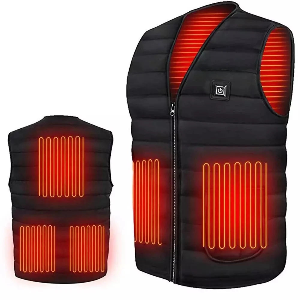 Men Autumn winter Smart heating Cotton Vest 9 area Heated V neck vest