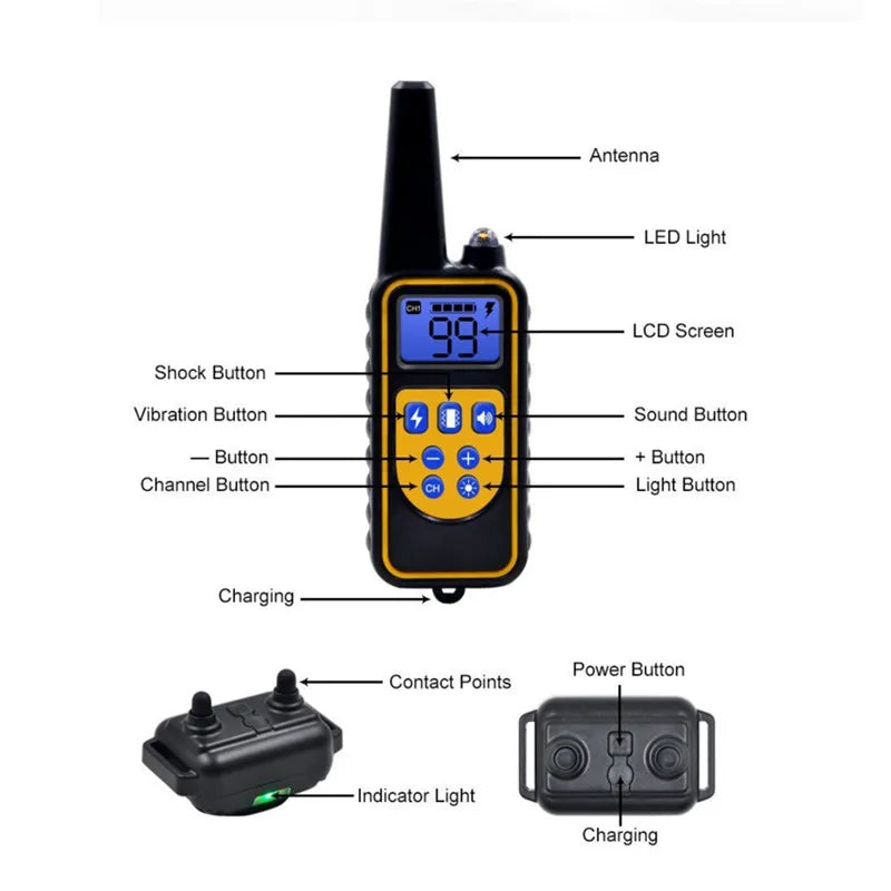 800m Dog Training Collar Waterproof Pet Remote Control Rechargeable