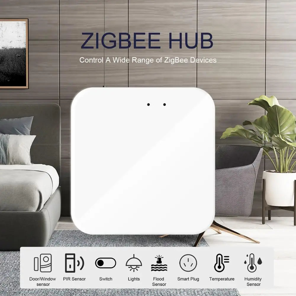 Tuya ZigBee 3.0 Smart Hub, Wireless/Wired Gateway Bridge for App Voice