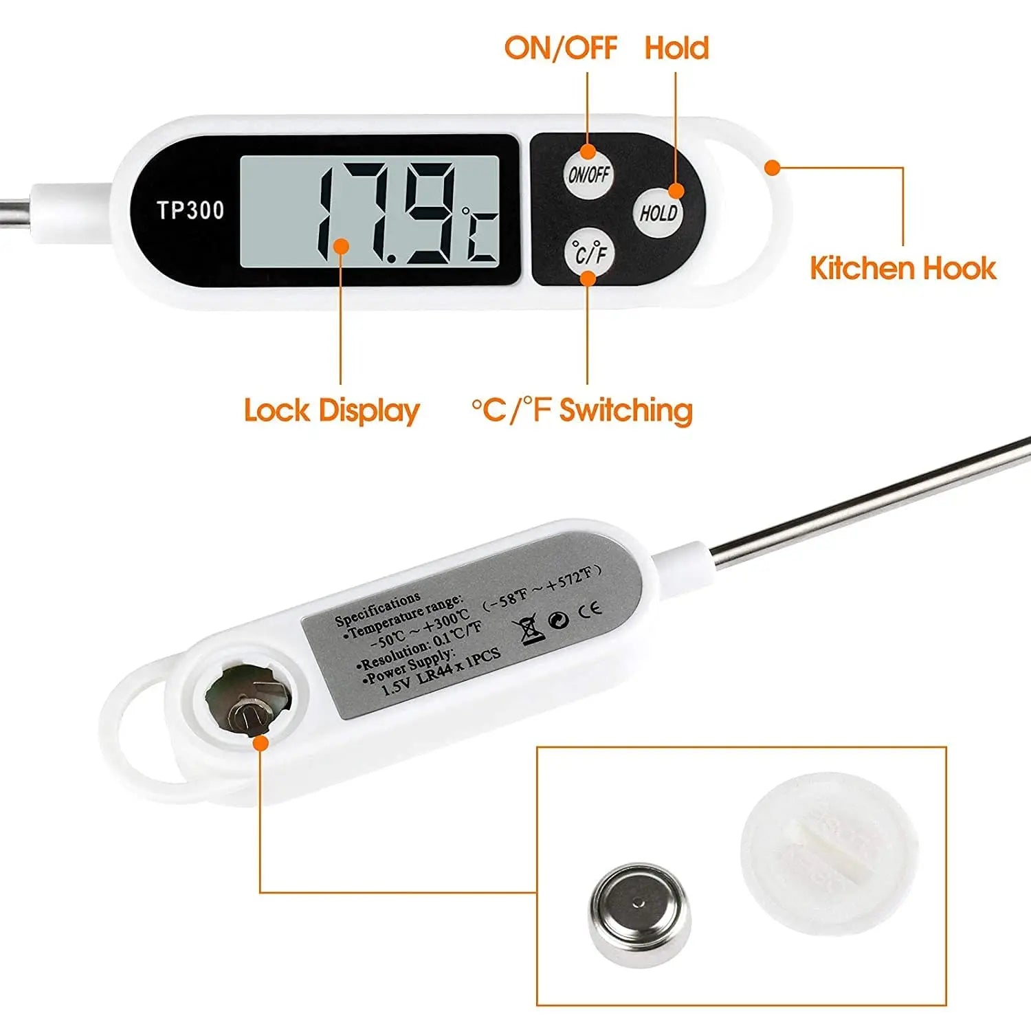 Food Thermometer Digital Meat Cooking Thermometer Instant Read Long