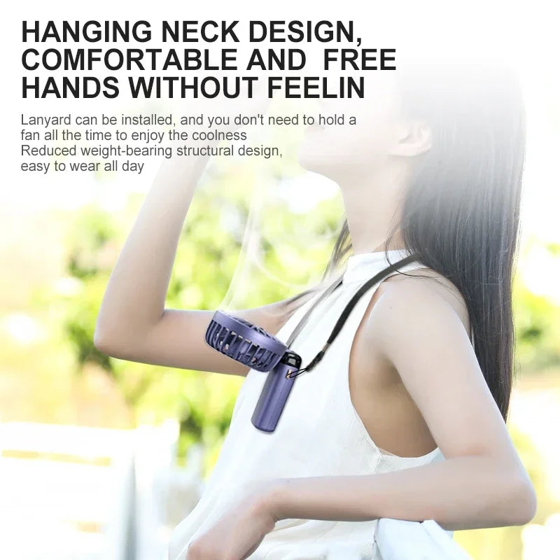 Handheld Mini Fan Foldable Portable Neck Hanging Fans 5 Speed USB
