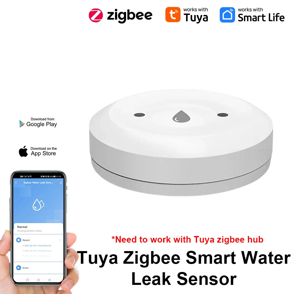 Tuya ZigBee WiFi Smart Water Sensor Leak Detector Flood Water Leakage