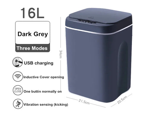 16L Automatic Sensor Trash Can Electric Touchless Smart Bin Kitchen