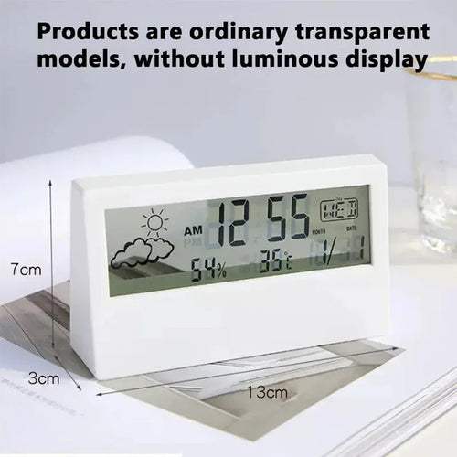 LCD Desktop Alarm Clock Transparent Calendar Weather and Digital