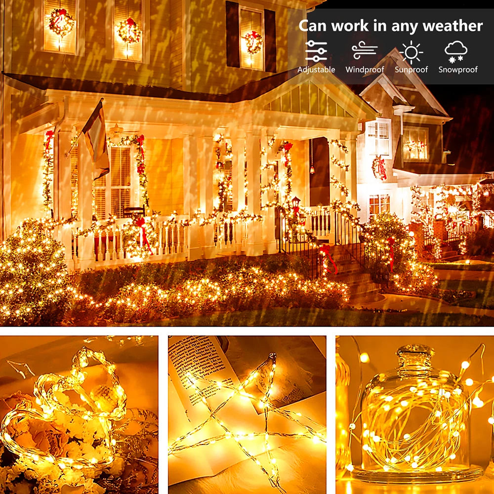 5M/10M/20M USB LED String Lights Copper Silver Wire Garland Light