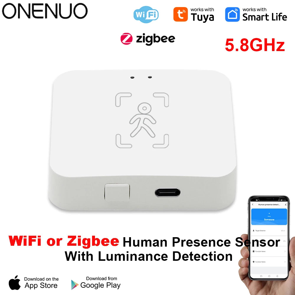 Tuya WiFi or Zigbee Human Presence Sensor MmWave Radar Detector With