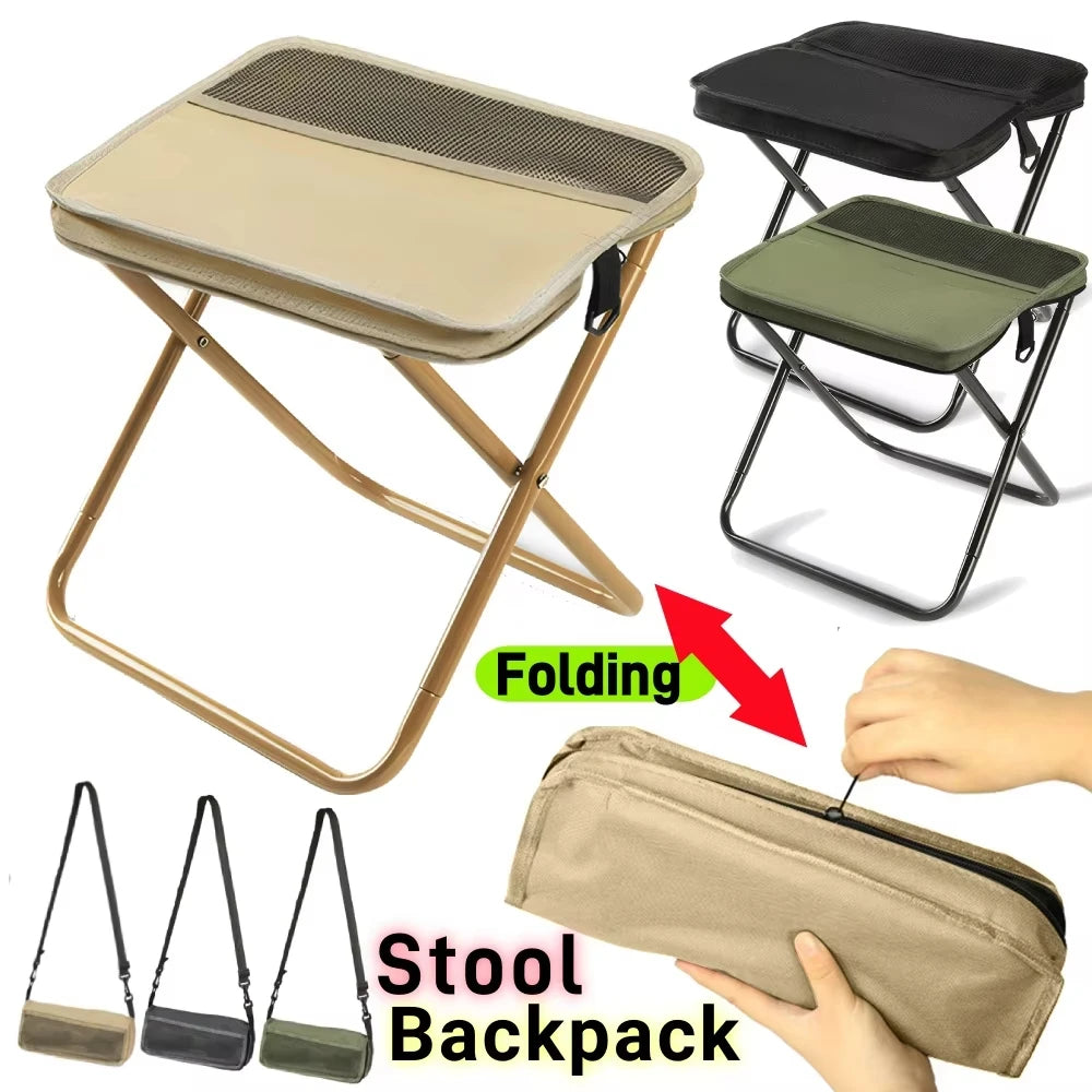 Folding stool for outdoor leisure, camping, and hiking fishing trips,