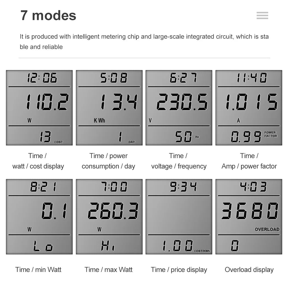 Digital Voltage Wattmeter Power Meter 110/250V Consumption Watt Energy