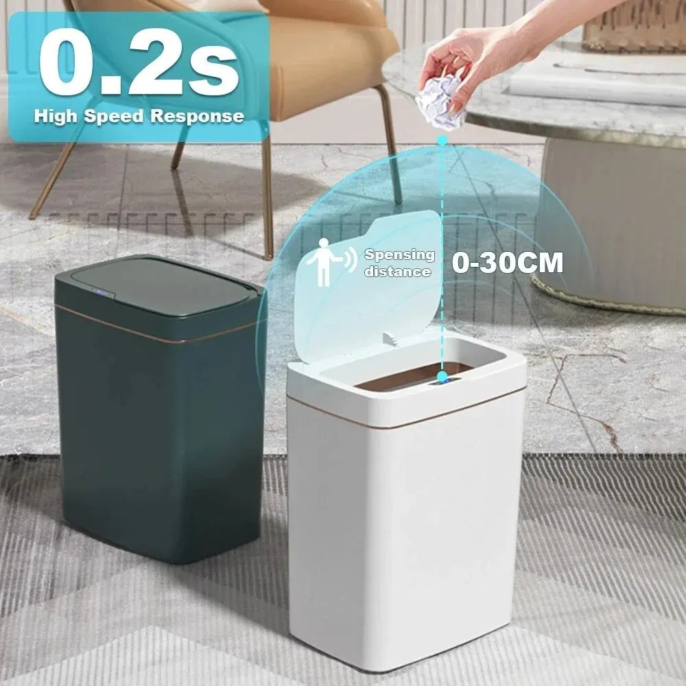Smart Bathroom Trash Can Automatic Bagging Electronic Trash Can White