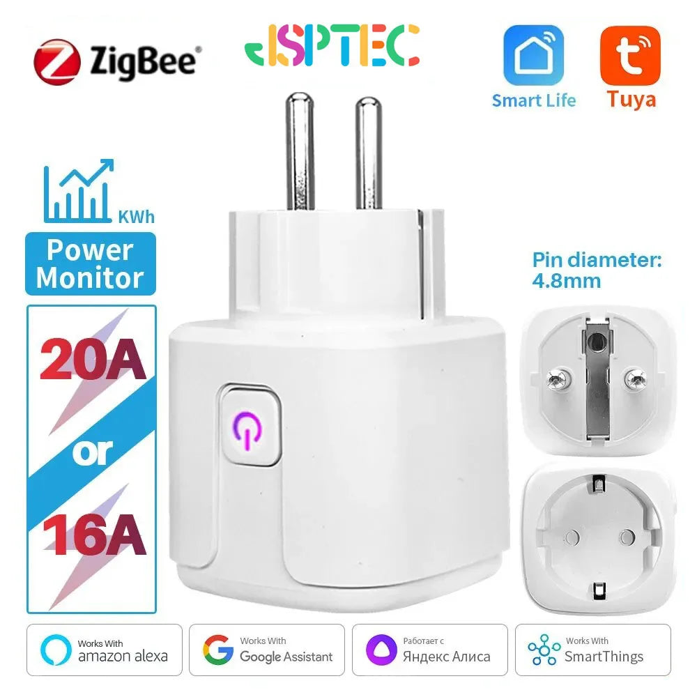Tuya Smart Plug Zigbee EU 16A/20A Smart Socket With Power Monitor