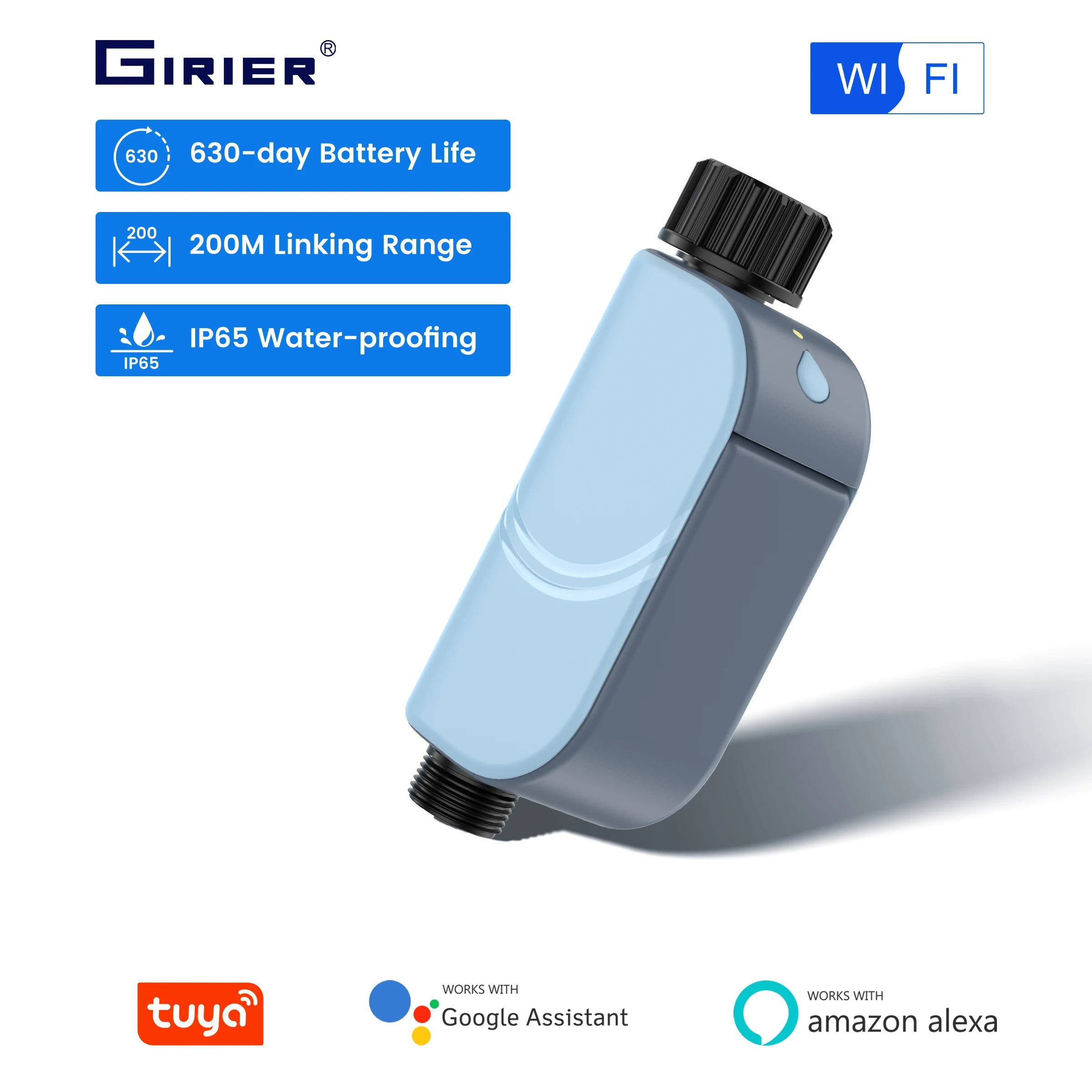 GIRIER Tuya Smart Water Timer WiFi Programmable Sprinkler Controller
