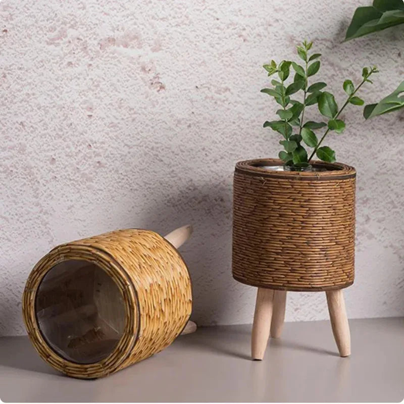Fashion Rattan Woven Flower Pot Creative Flower Planters With