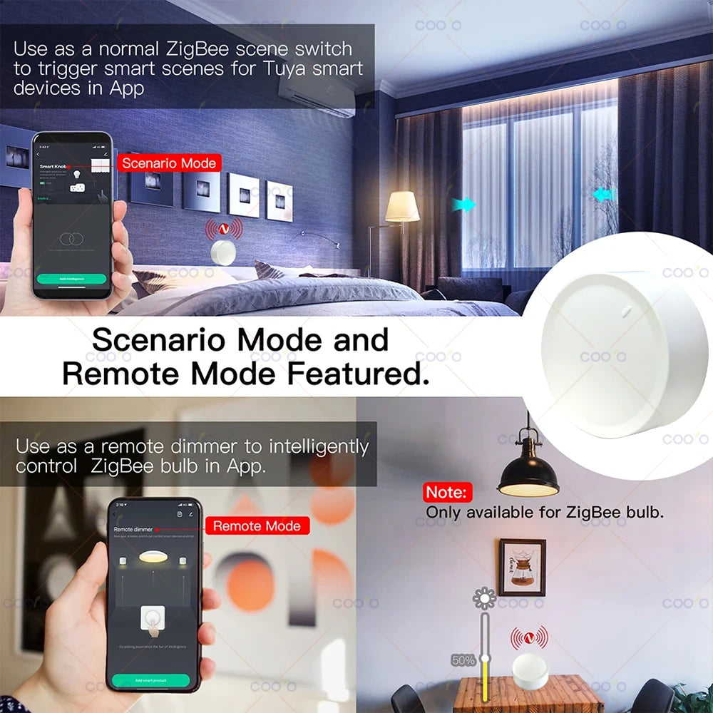 New Tuya ZigBee Smart Knob Switch DIY Wireless Scene Button Rotatable
