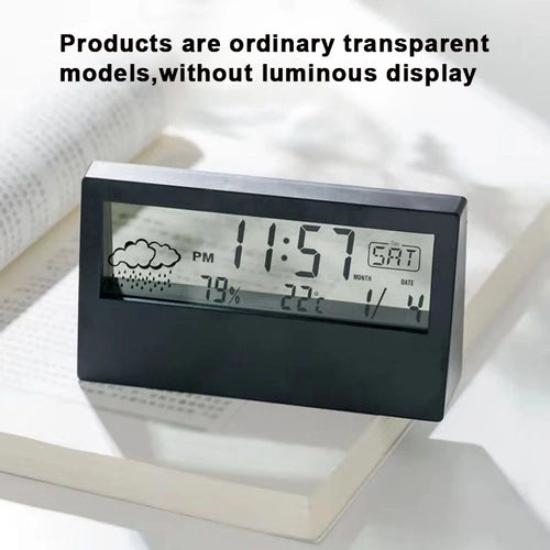 LCD Desktop Alarm Clock Transparent Calendar Weather and Digital