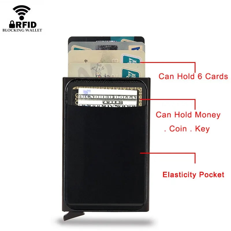 Rfid Smart Credit Card Holder Wallets Metal Slim Pop Up Minimalist Men