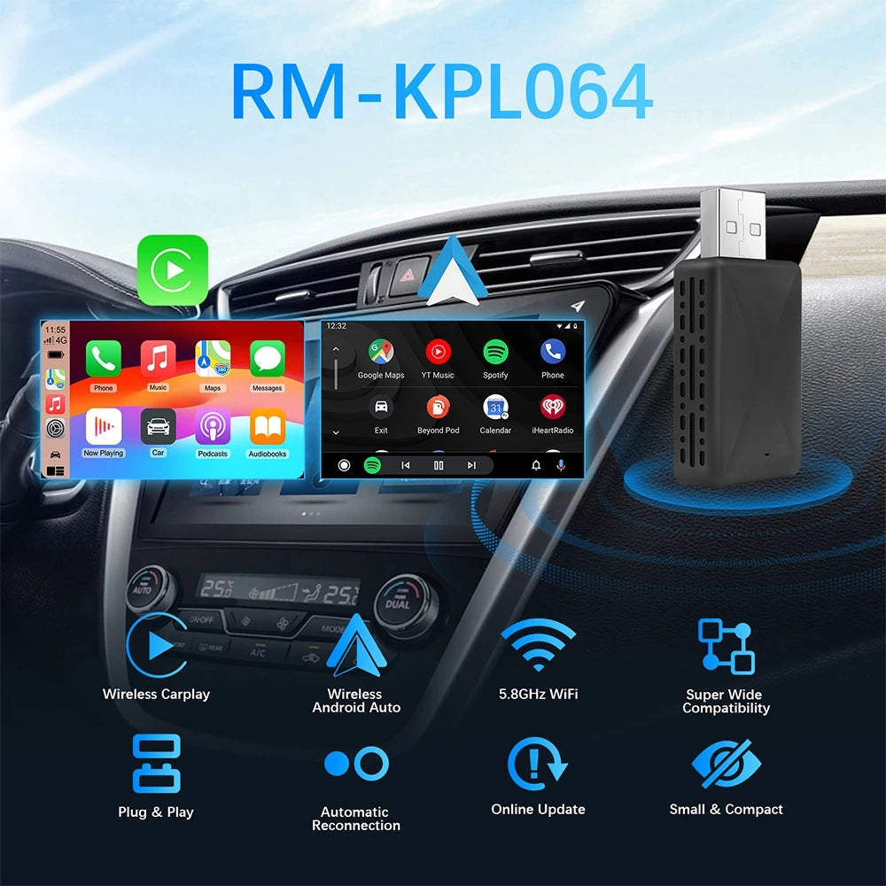 Carplay Wireless Adapter Android Auto 2in 1 Smart Dongle 2025 5G WIFI