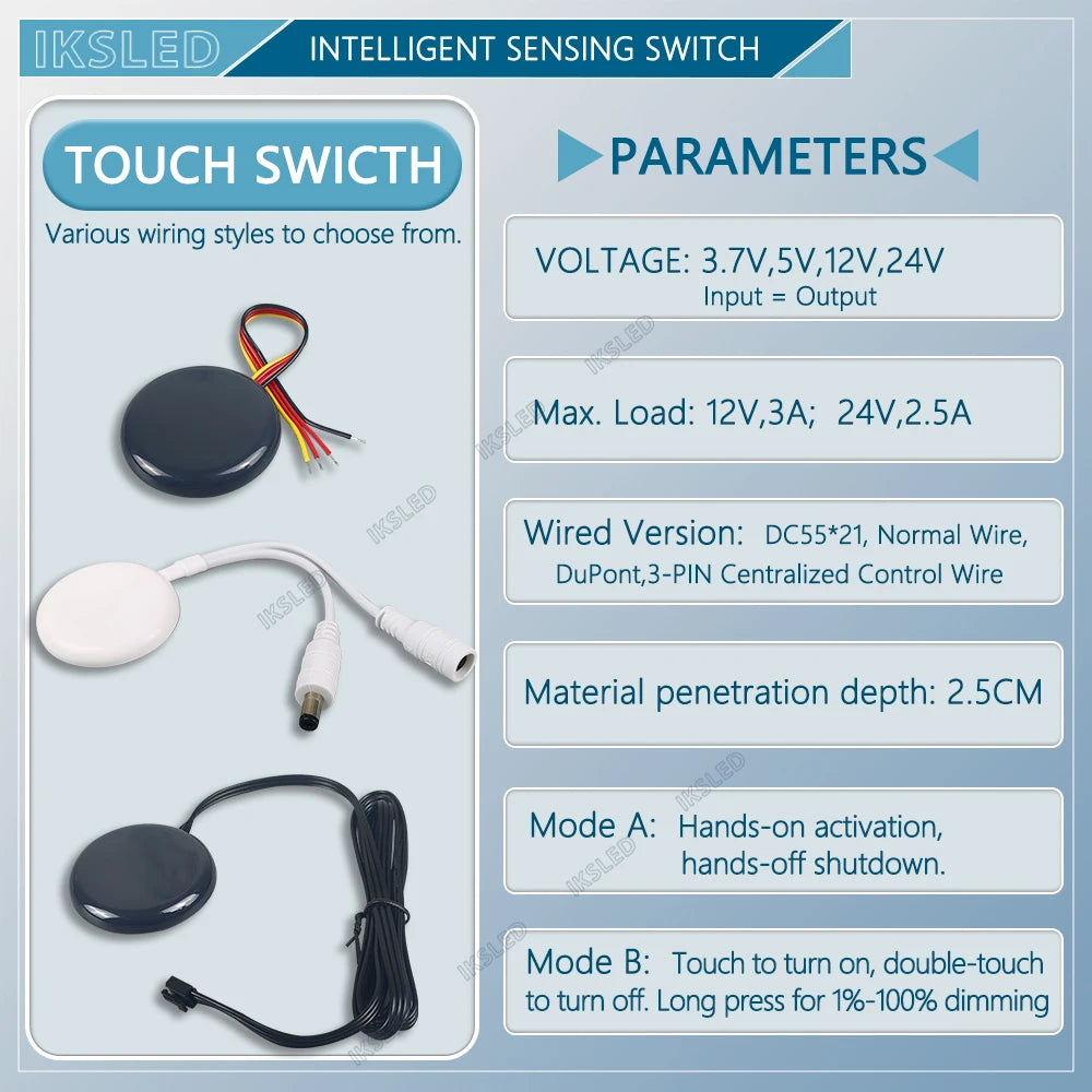 MINI 12V24V LED Dimmable Touch Sensor Switch Penetrating Wood Panel