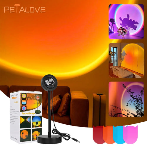 Rainbow Sunset Projector Night Light RGB Lamp for Home Coffe shop
