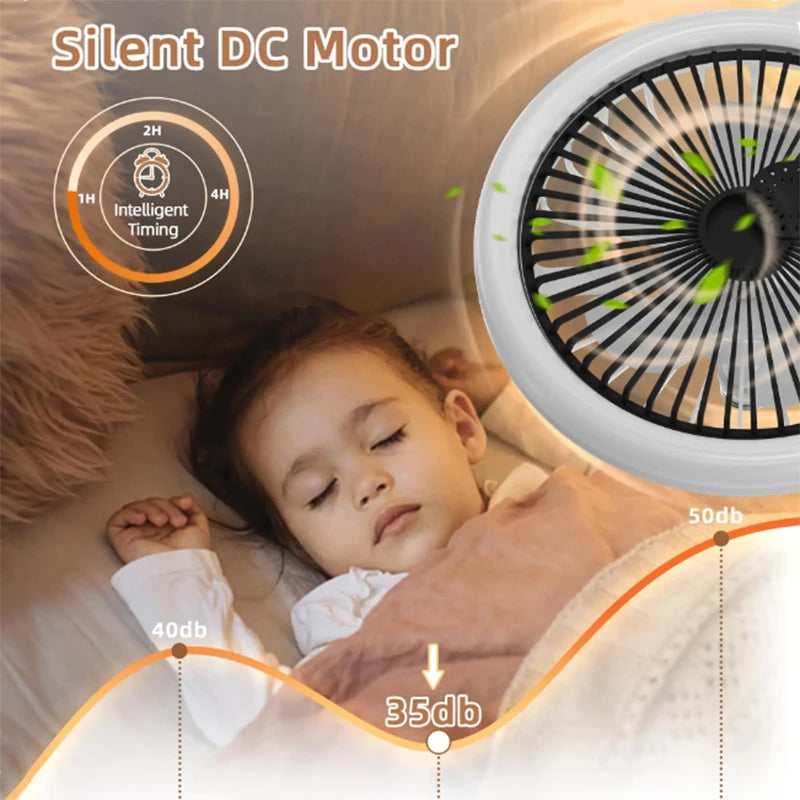 Rotatable 3in1 Ceiling fan light E27 LED Converter Base smart remote