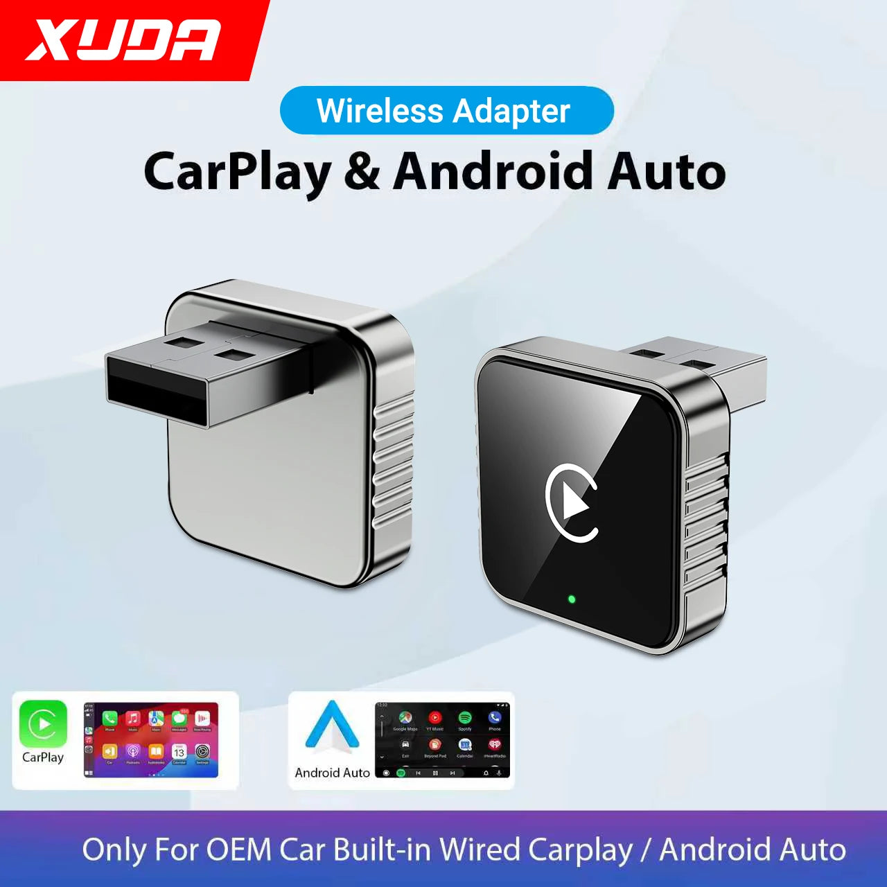 XUDA 2 in1 Wired to Wireless CarPlay Android Auto Adapter for OEM Car