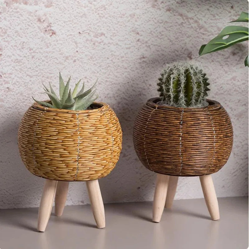 Fashion Rattan Woven Flower Pot Creative Flower Planters With