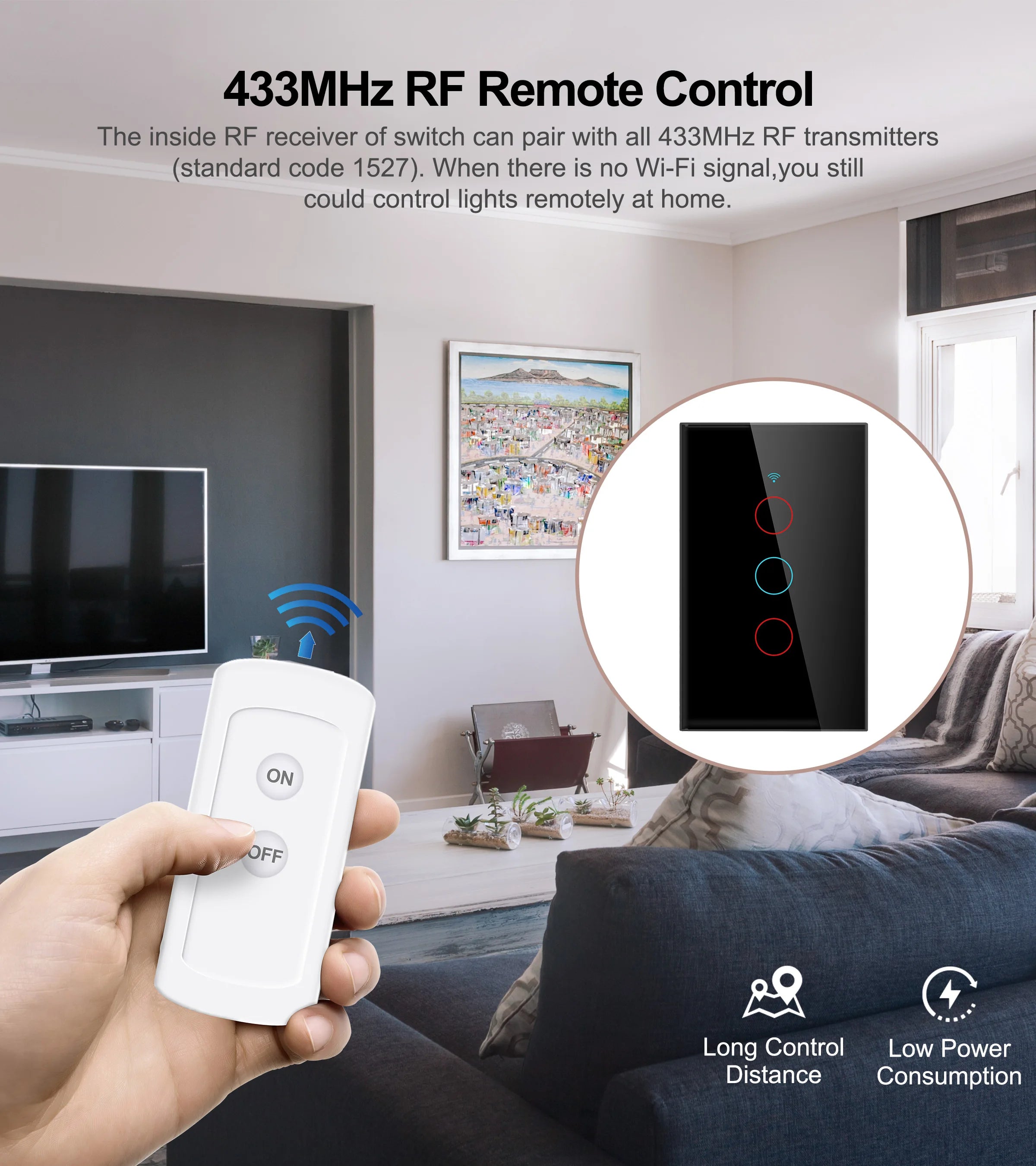 Smart Wifi Touch Switch No Neutral Wire Required Smart Home 1/2/3 Gang