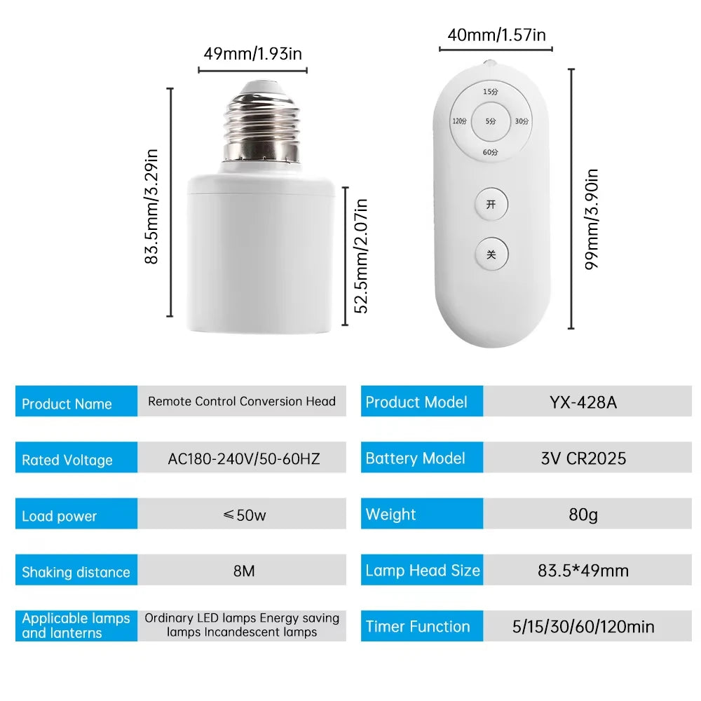 E27 110V 220V House Multi Light Switch Smart Timer Switch Lamp Holder