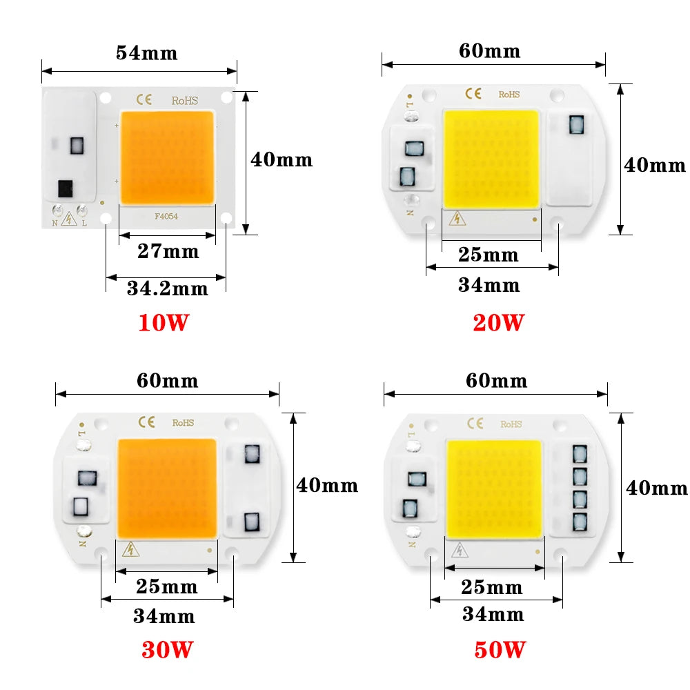 COB Chip LED Lamp 220V 10W 20W 30W 50W Smart IC No Need Driver Lampada