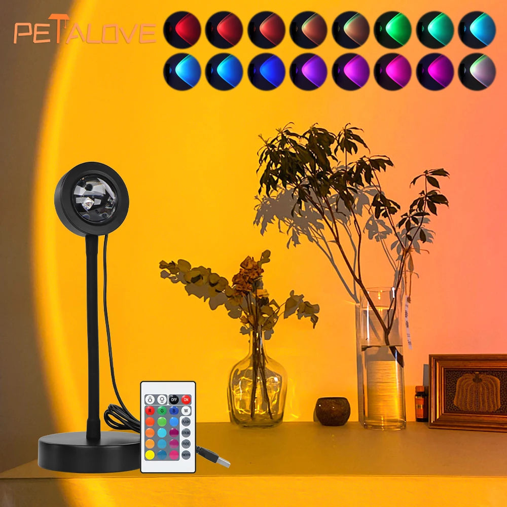 Rainbow Sunset Projector Night Light RGB Lamp for Home Coffe shop