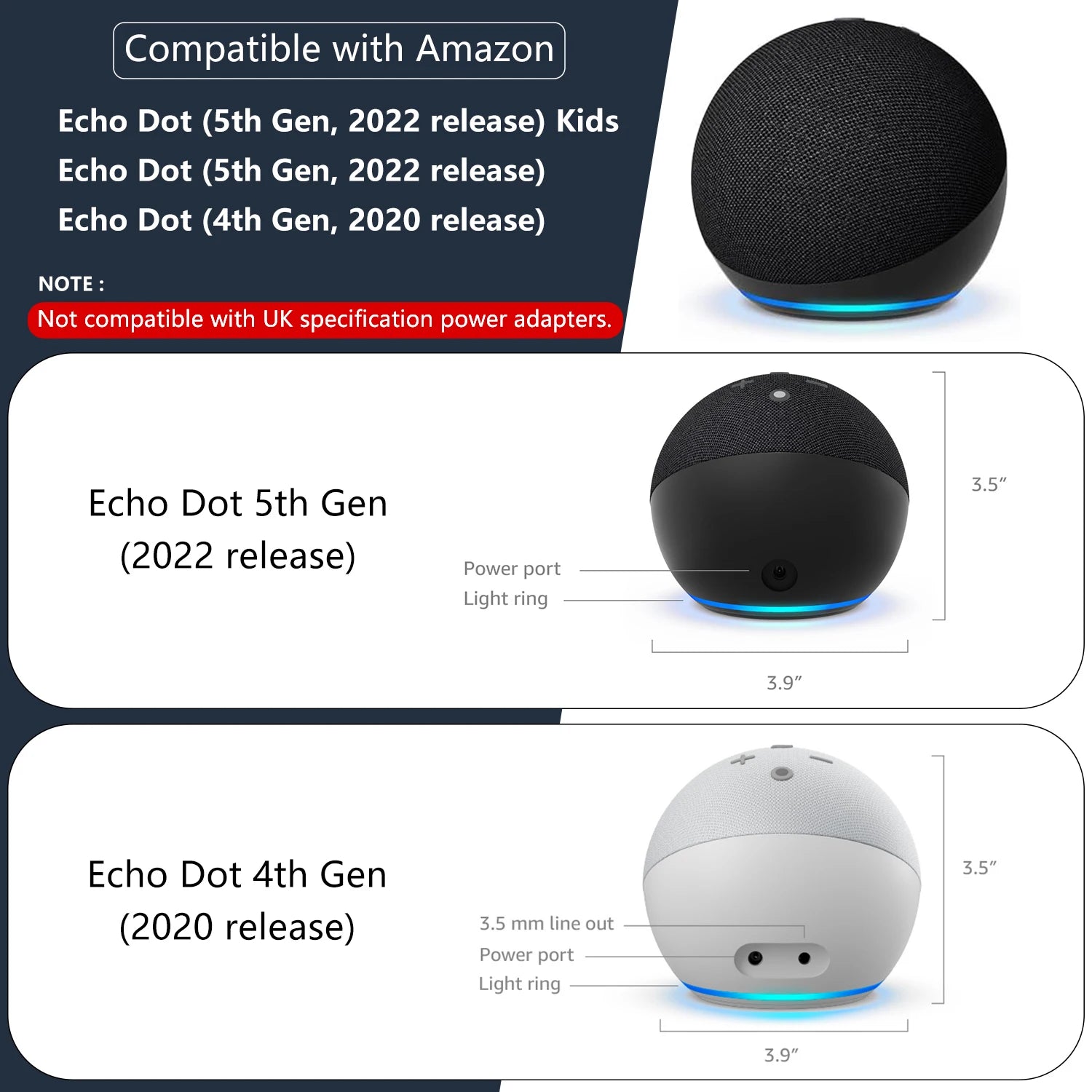 For Amazon Echo Dot 5 / 4th Generation & Echo Dot 5th Gen Kids Socket