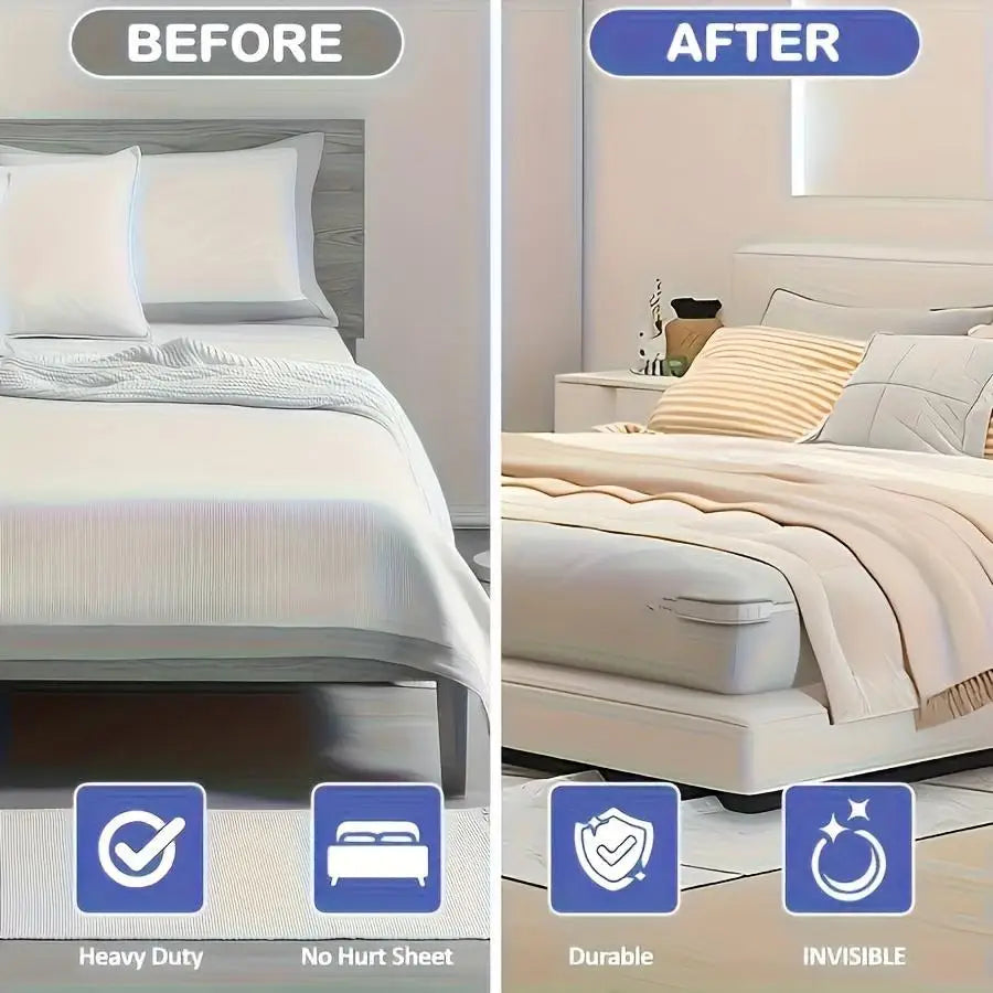 Universal Bed Sheet Corner Clamps, Mattress Straps Invisible Bed Cover