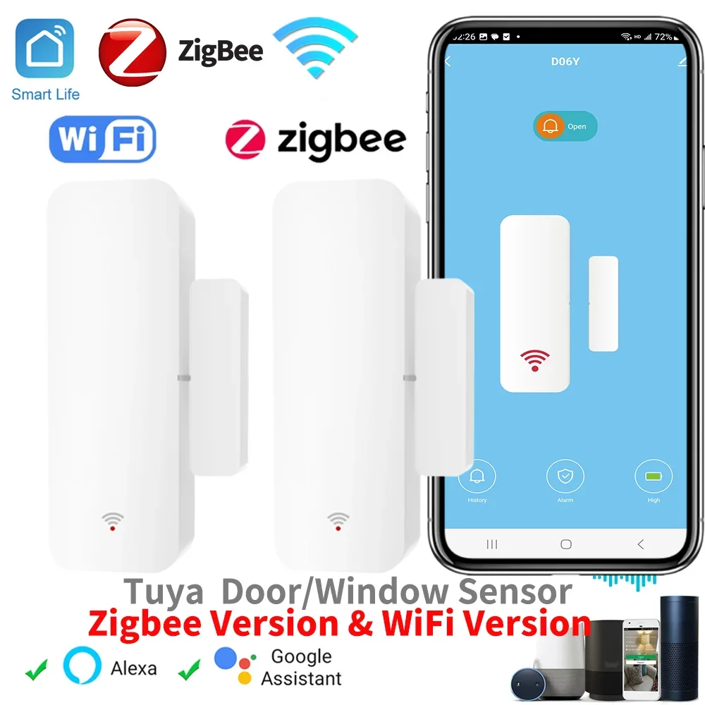 Tuya Zigbee WiFi Door Window Sensor Contact Sensor For Smart Home APP