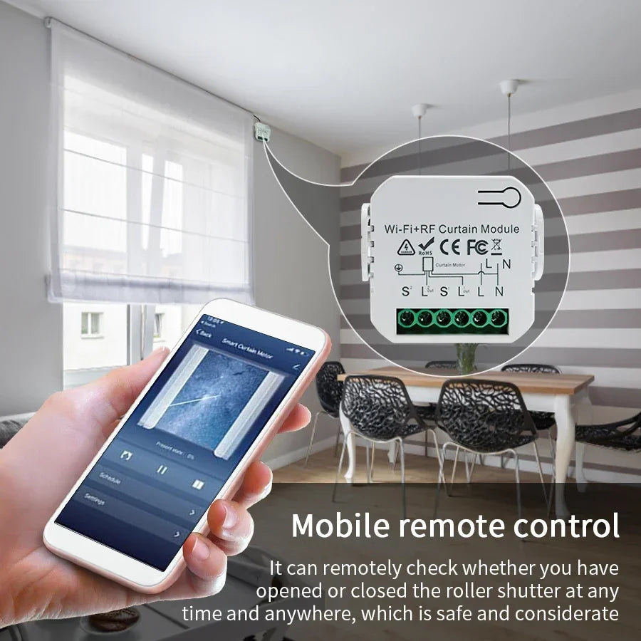 Tuya Wifi Smart Switch with RF 433MHz Remote for Curtain Shutters