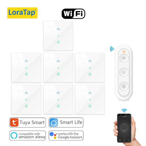LoraTap Curtain Roller Shutter WiFi Blinds Switch Backlight Tubular