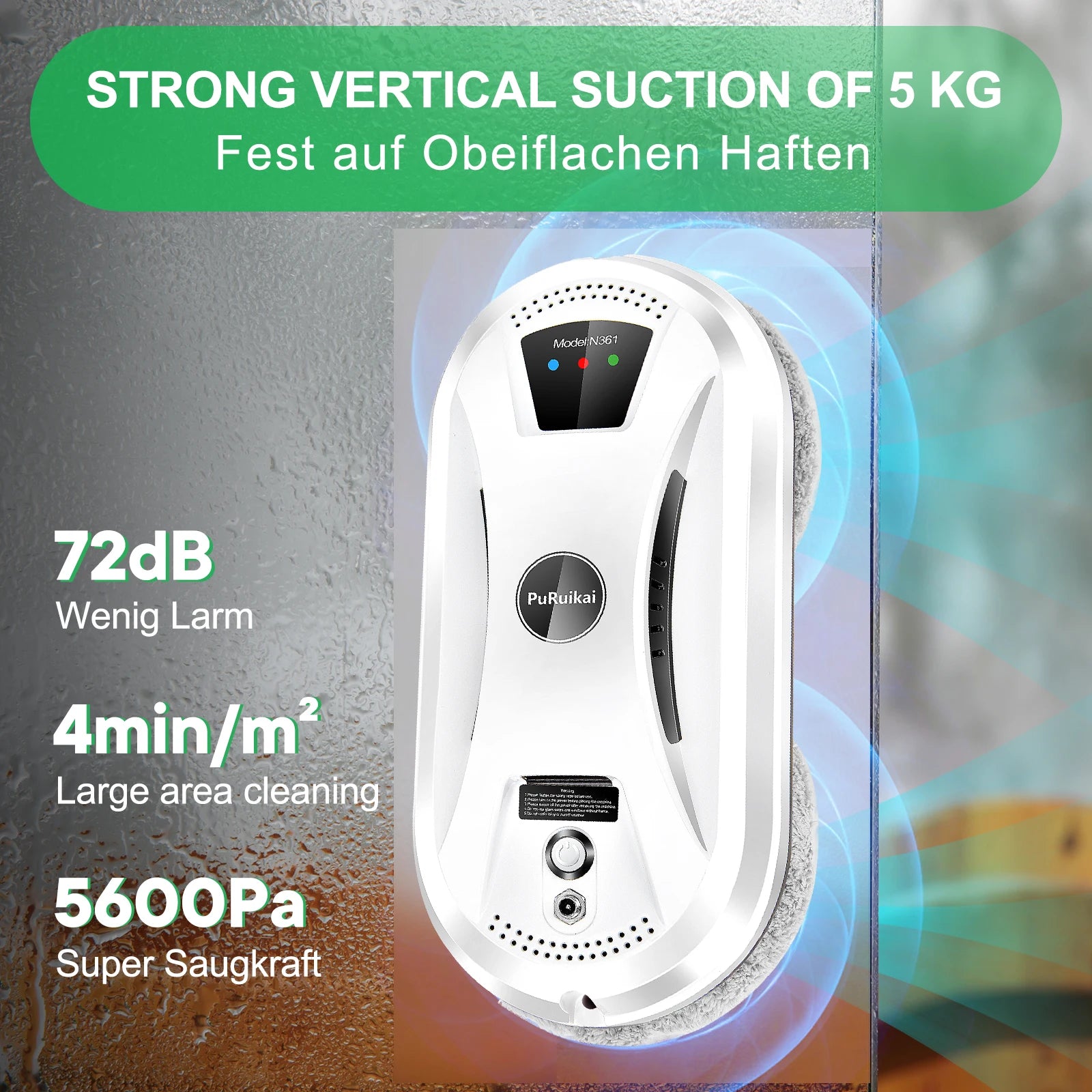 PuRuiKai Home Window Cleaning Robot Smart Window Glass Vacuum Cleaner