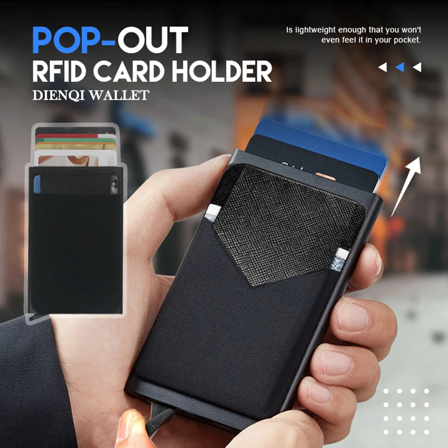 Rfid Smart Credit Card Holder Wallets Metal Slim Pop Up Minimalist Men