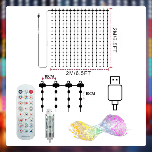 1/2PCS Smart LED Curtain Lights LED Fairy Lights App Control Music