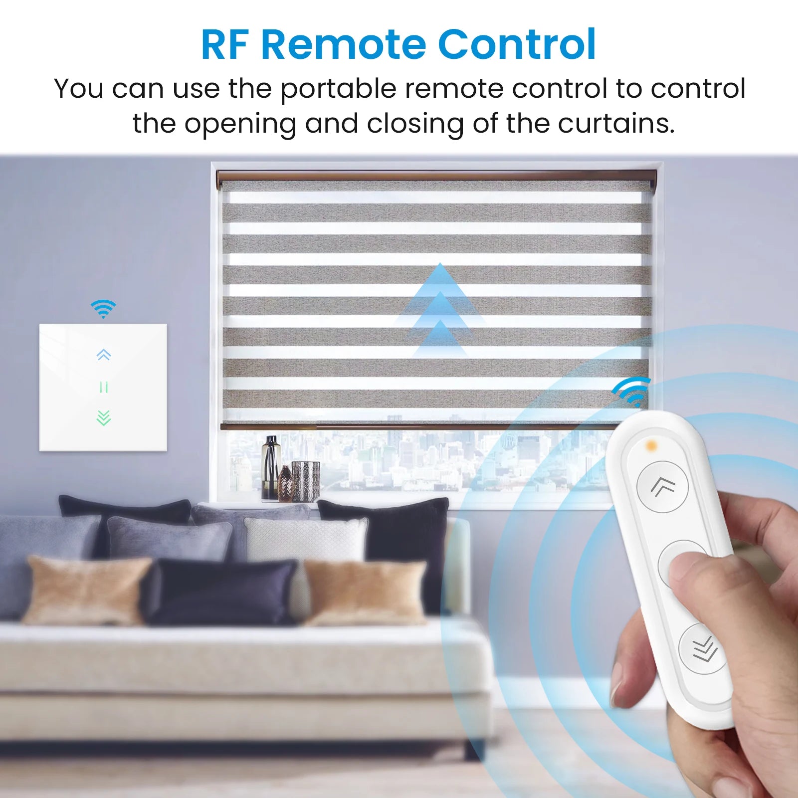 LoraTap Curtain Roller Shutter WiFi Blinds Switch Backlight Tubular