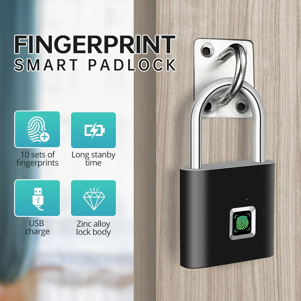KERUI Keyless USB Charging Fingerprint Lock Smart Padlock Waterproof