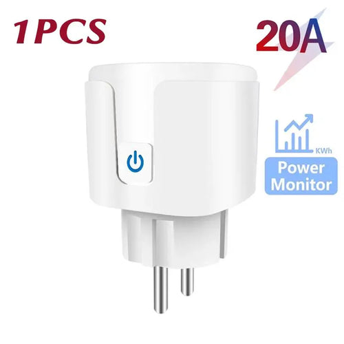 Tuya 16A 20A EU Smart Socket WiFi Smart Plug With Power Monitoring