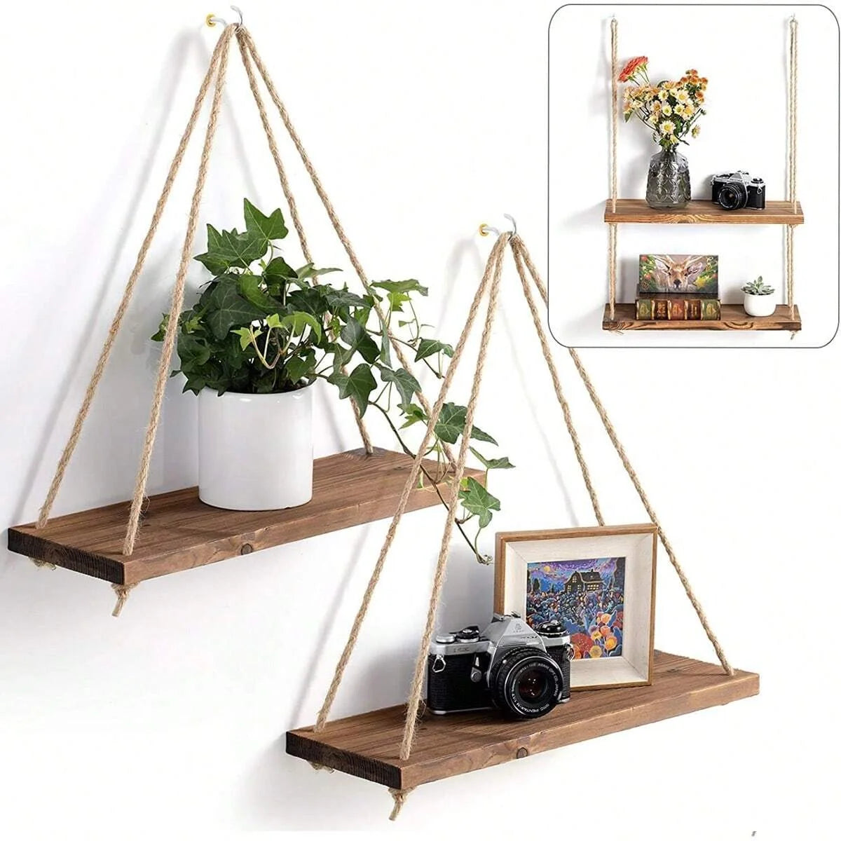 1PCS Wall decoration hanging rope flower pot storage rack wall hanging