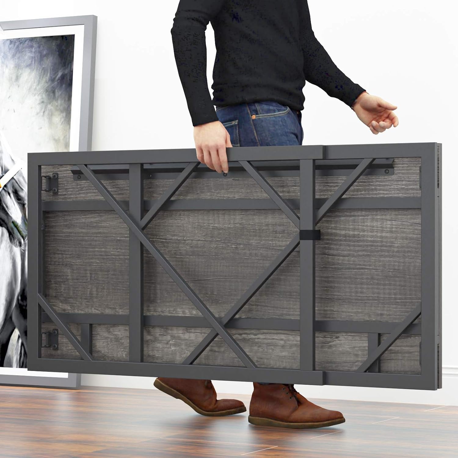 Folding Desk Compact No Assembly For Small Home Office