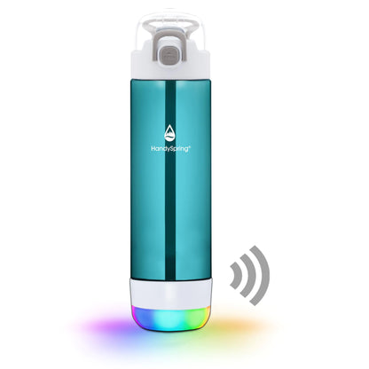 HANDYSPRING - Smart Water Bottle with Reminder To Drink Water Lights And Sound Water Intake Tracker Rechargeable Tritan Plastic w/Straw Gifts For Women Men Mom Dad Her Him 26 Oz (GREEN)