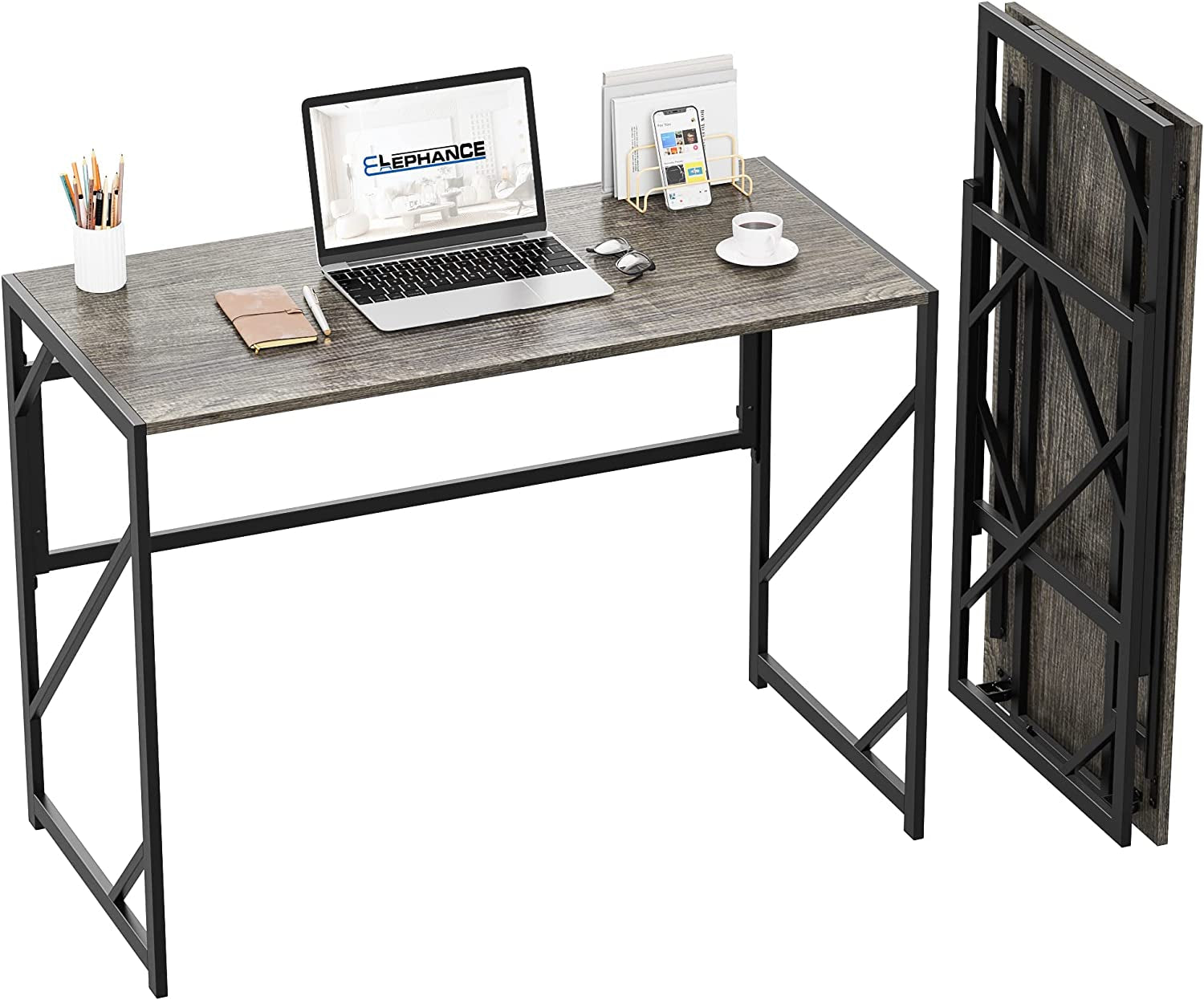 Folding Desk Compact No Assembly For Small Home Office