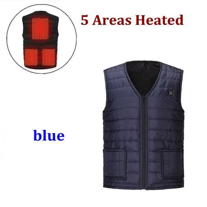 Men Autumn winter Smart heating Cotton Vest 9 area Heated V neck vest