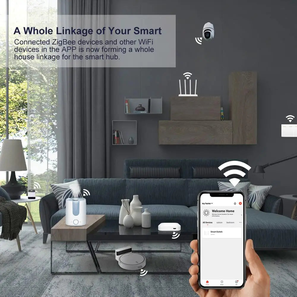 Tuya ZigBee 3.0 Smart Hub, Wireless/Wired Gateway Bridge for App Voice