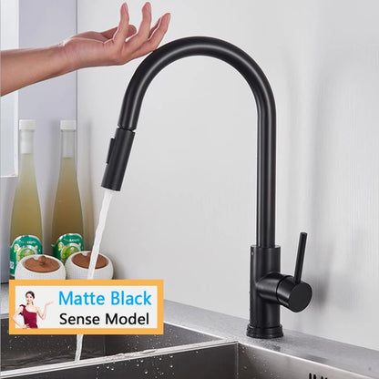 Rozin Smart Touch Kitchen Faucet Black Pull Out Sensor Faucets
